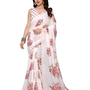 Yashika Women's Chanderi Floral Digital Print Chandheri Saree with Unstitched Blouse Material
